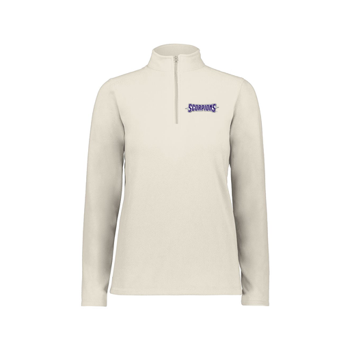 [6864.53T.XS-LOGO1] Ladies MicroFleece 1/4 Zip Pullover (Female Adult XS, White, Logo 1)